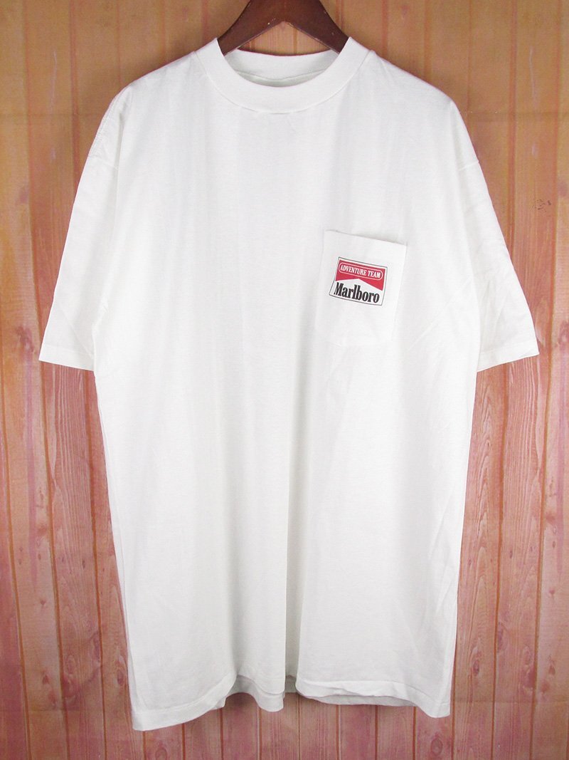 ST10343 90s Marlboro マルボロ ポケット TシャツトカゲMAP USA製 ホワイト ONE SIZE 美品（クリックポスト可）_画像1