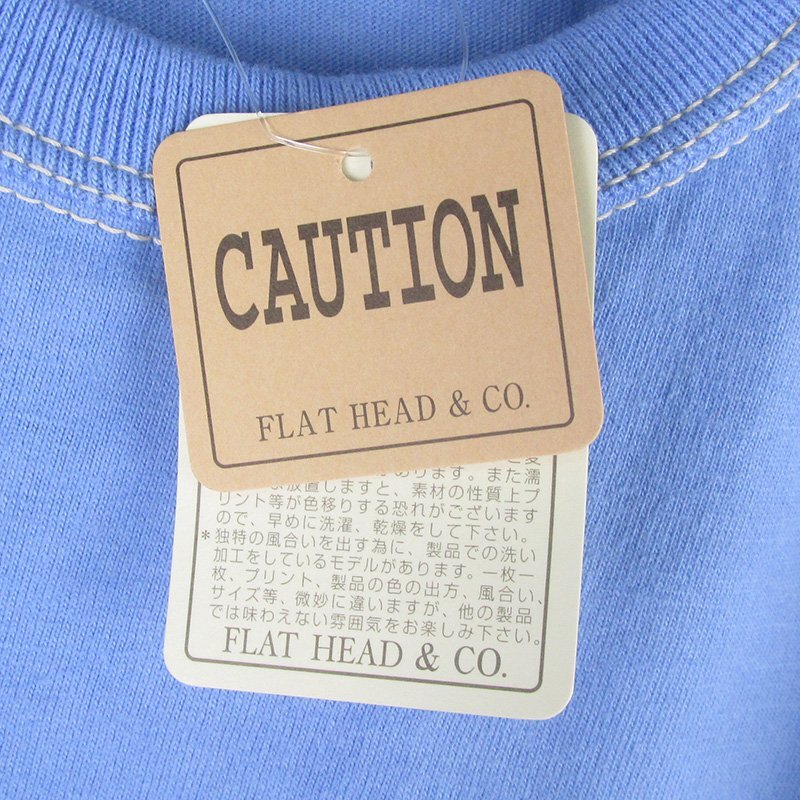 ST10191 THE FLAT HEAD フラットヘッド Tシャツ 40 未使用 水色系（クリックポスト可）の画像4