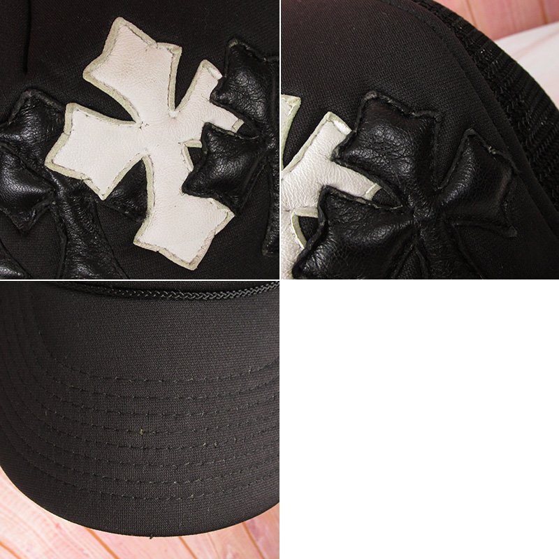YO16938 A&G エーアンドジー クロスレザーパッチ メッシュキャップ 帽子 ブラック系の画像10