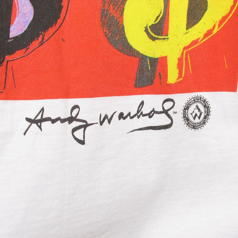 ST10342 90s Andy Warhol アンディウォーホル Tシャツ ドル 1996 AMG USA製 ホワイト XL 美品_画像5