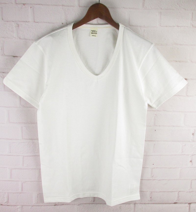 ST10262 REAL McCOY'S リアルマッコイズ Vネック Tシャツ SMALL 未使用 ホワイト（クリックポスト可）_画像1