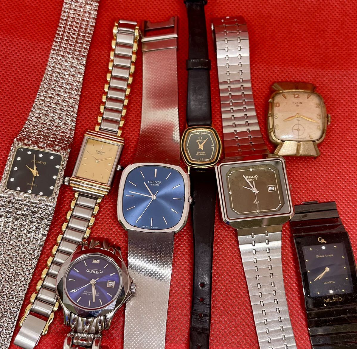 腕時計8点セットまとめて OMEGA, SEIKO CREDOR, RADO, ELGIN など/手巻き/クオーツQZ/稼動品/不動品など メンズ、レディース 部品取り の画像1