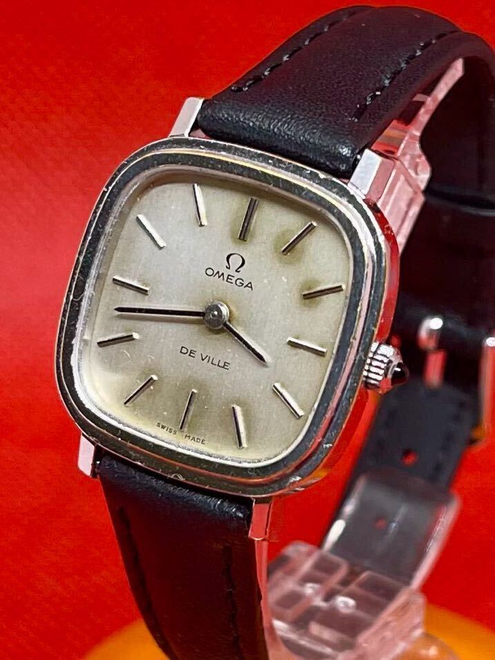 ★稼動品★オメガ OMEGA デビル DeVille 手巻き シルバー文字盤 レディース 腕時計 スクエアの画像1