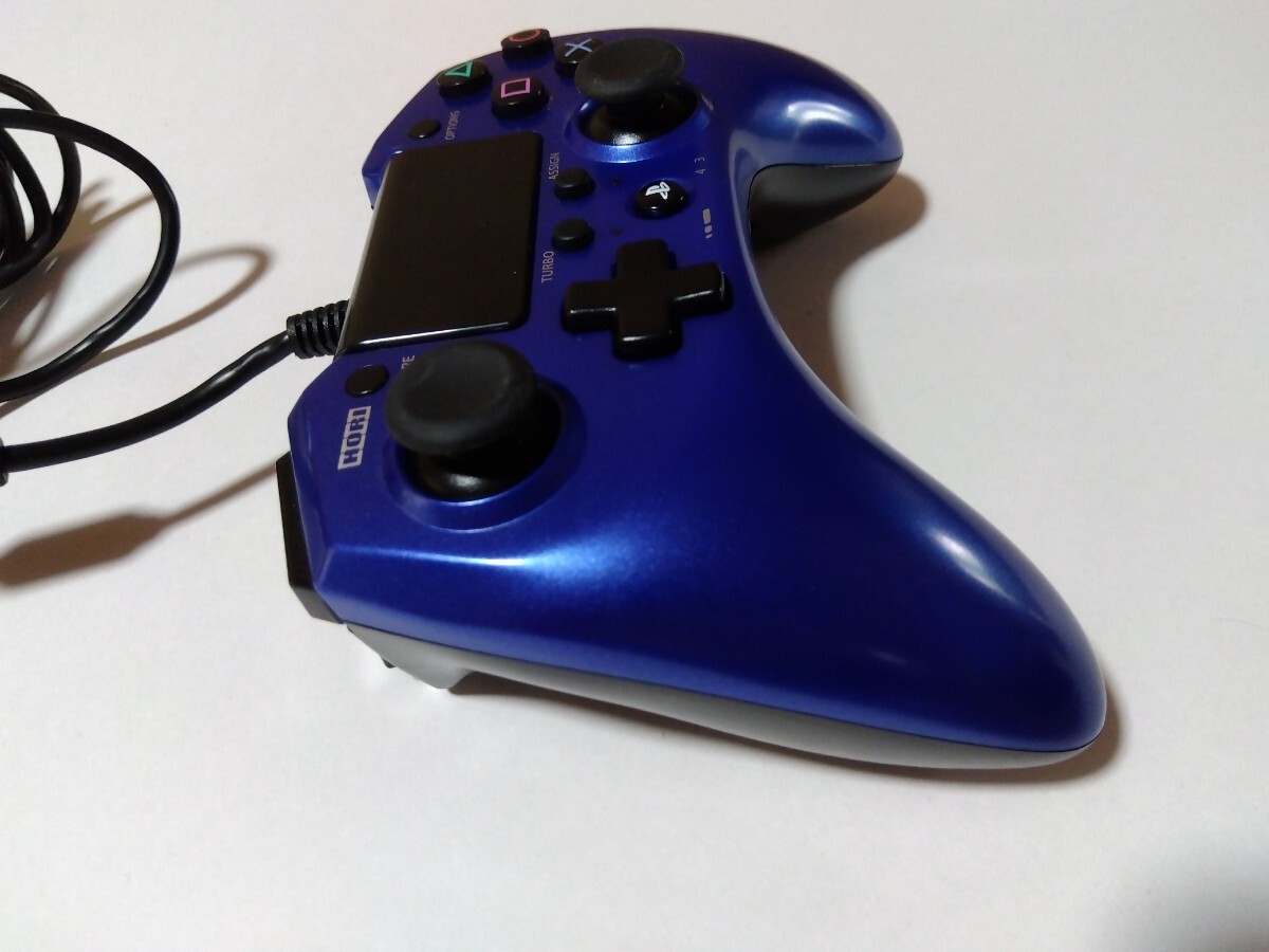 PS4 PS3 HORI ホリパッドFPSプラス ワイヤードコントローラー 連射 ブルー