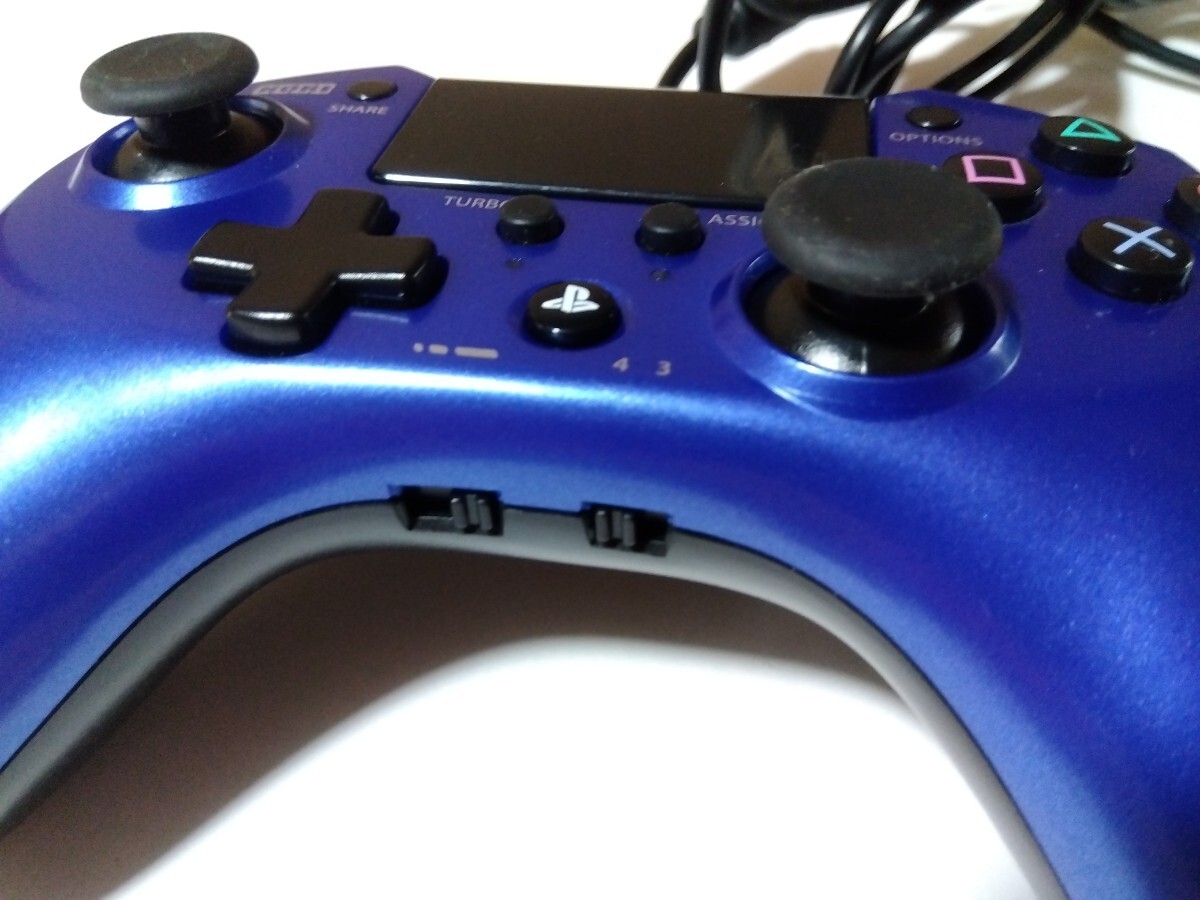 PS4 PS3 HORI ホリパッドFPSプラス ワイヤードコントローラー 連射 ブルー