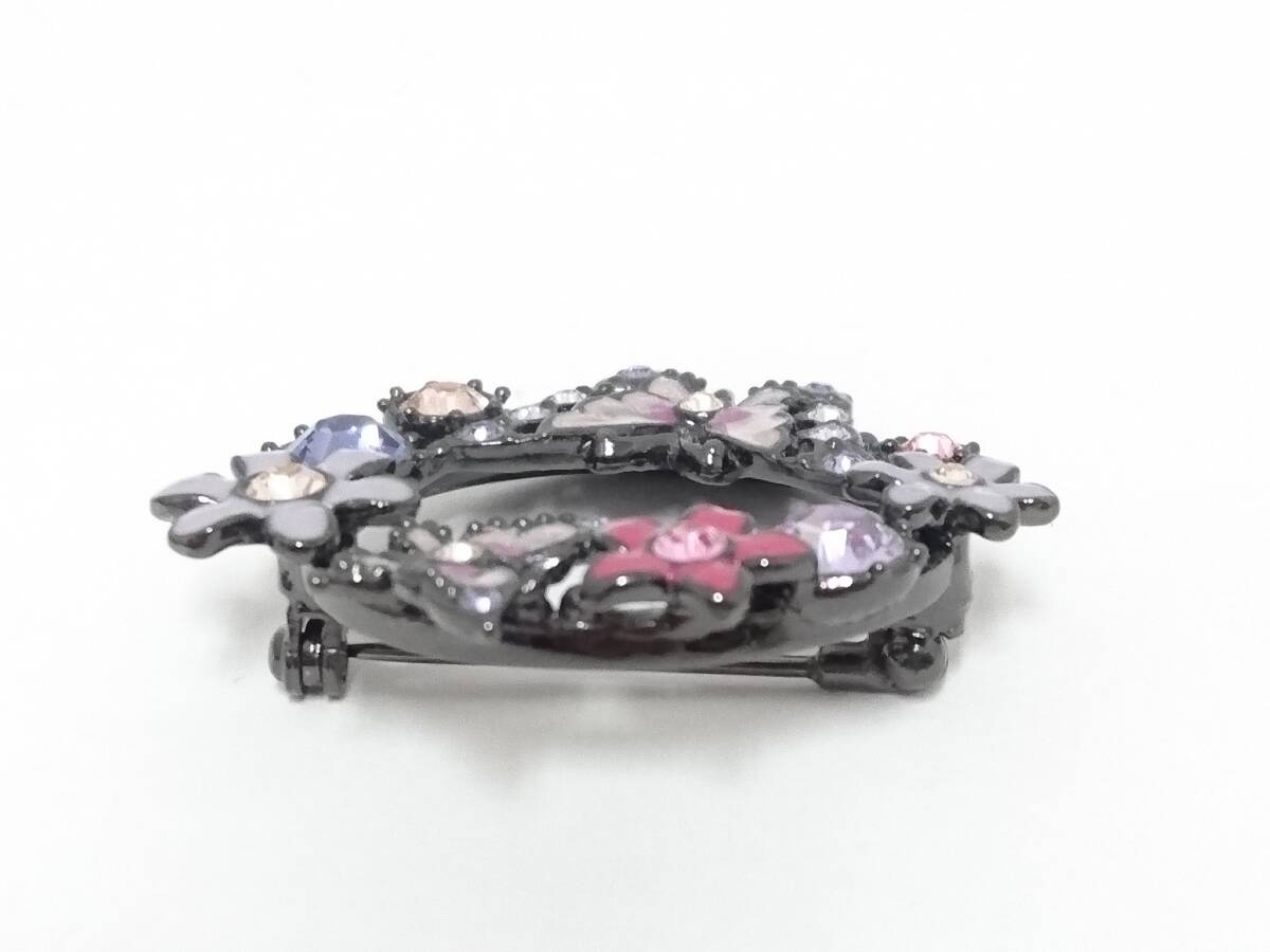 【美品】ANNA SUI アナスイ VENDOME BOUTIQUE ヴァンドームブティック ブローチ 計2点/蝶/花/アクセサリー/ラインストーン/04OM040104_画像3