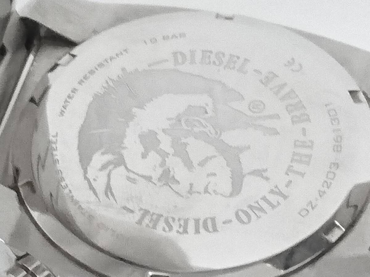 【美品】DIESEL ディーゼル オーバーフロー DZ-4203 クロノグラフ クォーツ腕時計/デイト/リストウォッチ/シルバー文字盤/01YZ041302の画像10