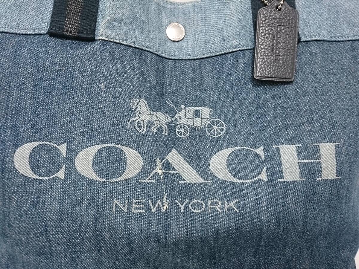 COACH コーチ ホース アンド キャリッジ デニム キャンバス トートバッグ/ハンドバッグ/肩掛け/約30×34×14cm/A4収納可能/02SH041503-10の画像3