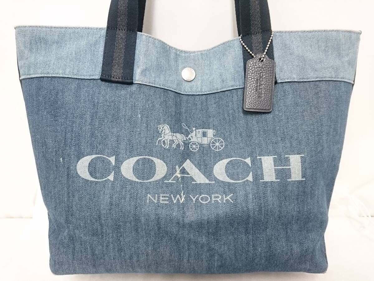 COACH コーチ ホース アンド キャリッジ デニム キャンバス トートバッグ/ハンドバッグ/肩掛け/約30×34×14cm/A4収納可能/02SH041503-10の画像2