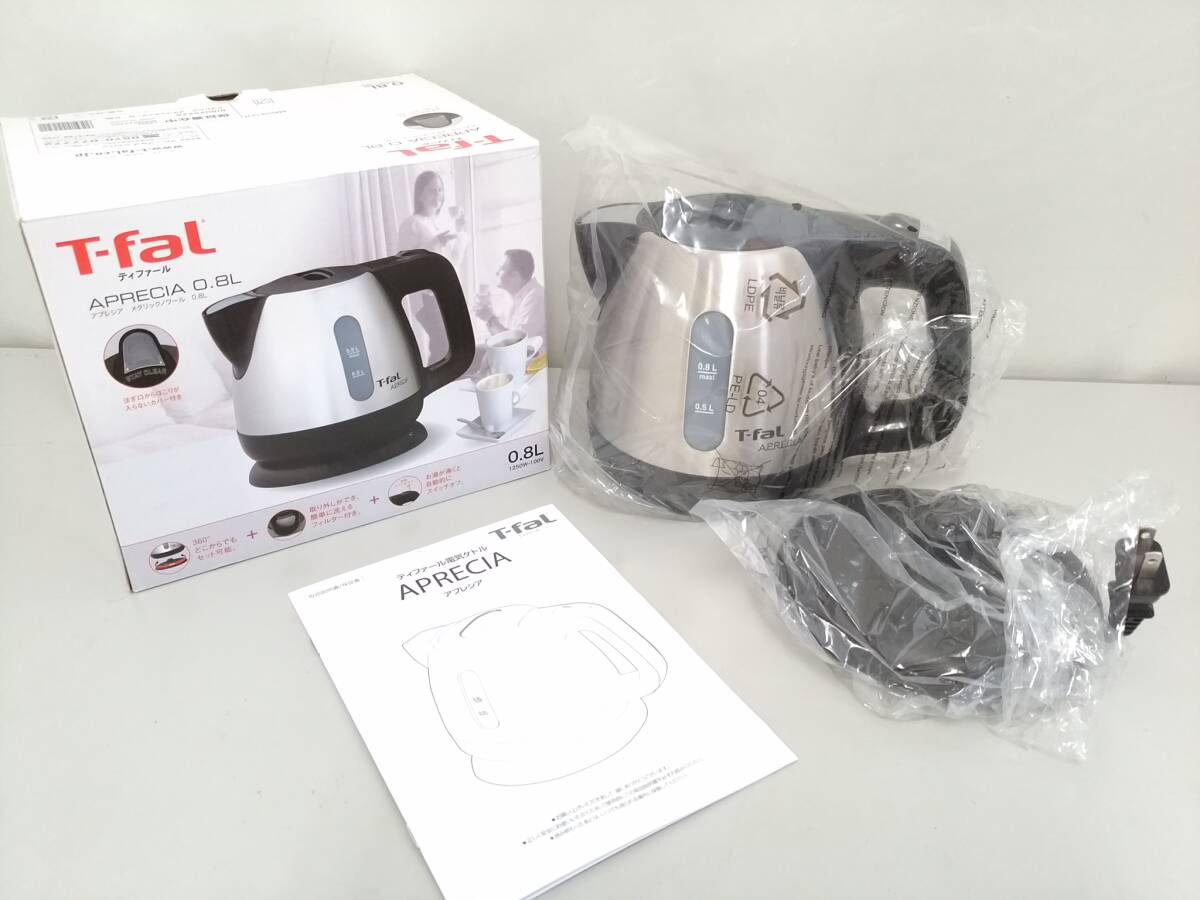 【新品】T-fal ティファール APRECIA アプレシア 0.8L メタリックノワール BI802/電気ケトル/取扱説明書付き/箱付き/調理家電/04OM041301-8の画像1