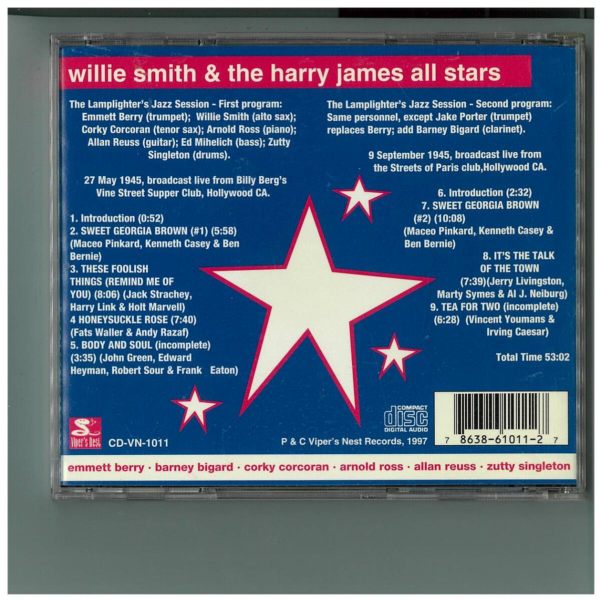CD☆Willie Smith & The Harry James All Stars☆Live in '45☆CD-VN-1011_画像2