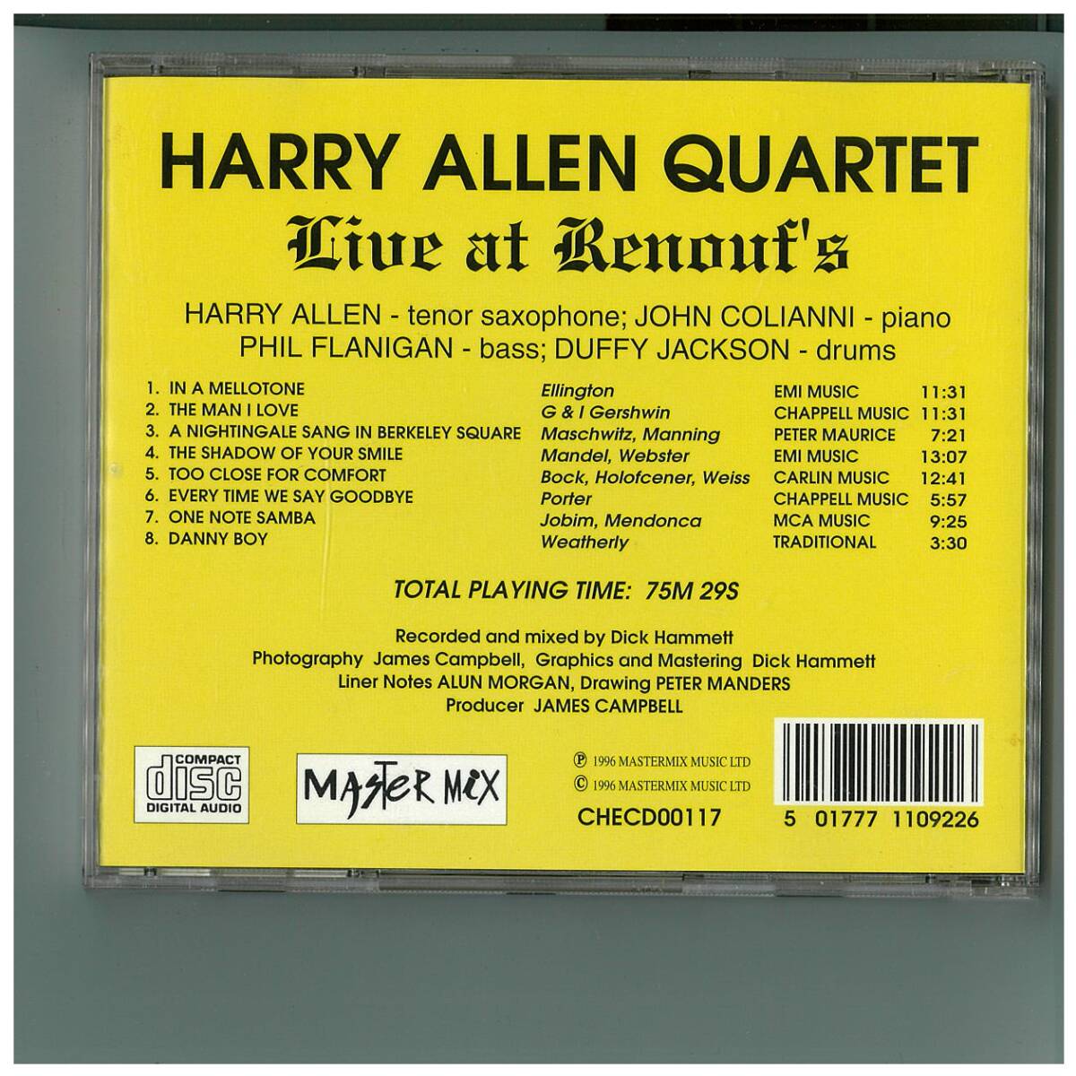 CD☆Harry Allen Quartet☆Live at Renouf's☆ハリー アレン☆CHECD00117_画像2