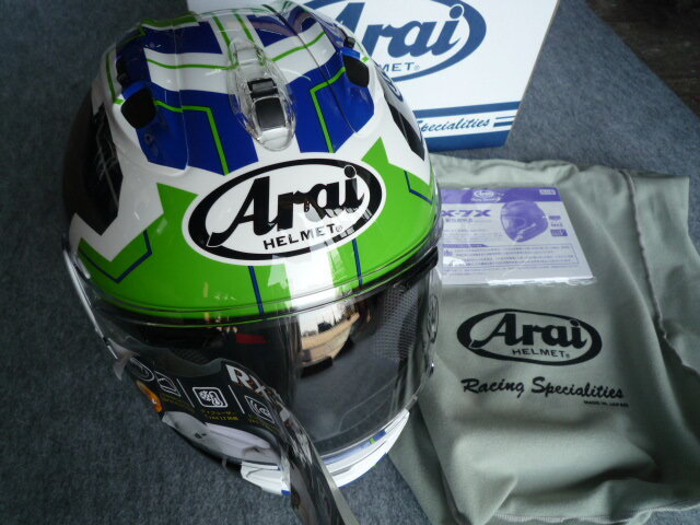 アライ Arai RX-7X REA SB2 GRN サイズXL 新古品 2回 約2時間使用 フルフェースヘルメット レア ＳＢ２ 緑の画像1