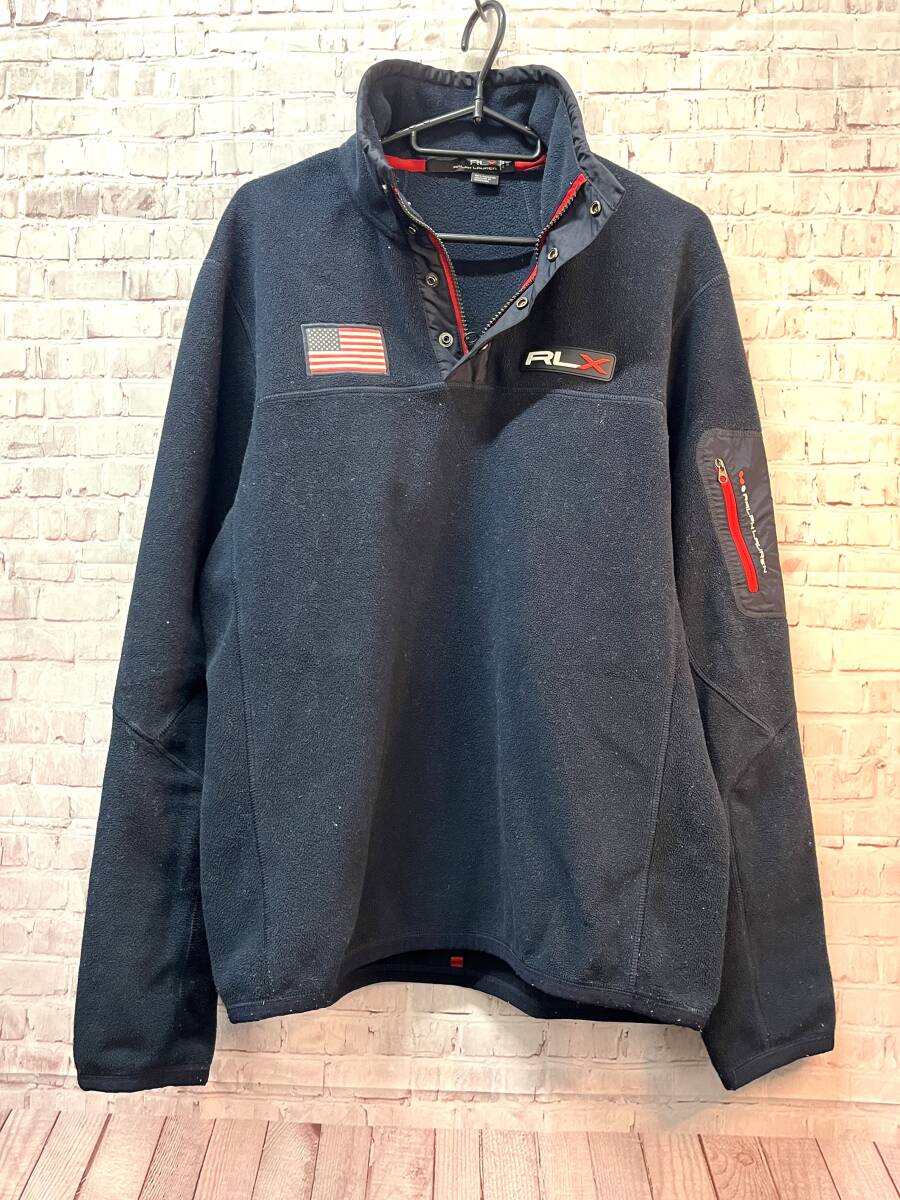 RLX POLO SPORT Ralph Lauren　ポロ ラルフ ローレン　星条旗 ハーフジップフリースジャケット　ブラック　黒　メンズ　M