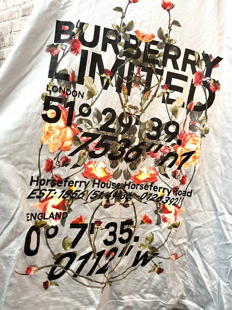 [ хорошая вещь ]BURBERRY Burberry Ladslow футболка cut and sewn цветок принт голубой хлопок мужской M