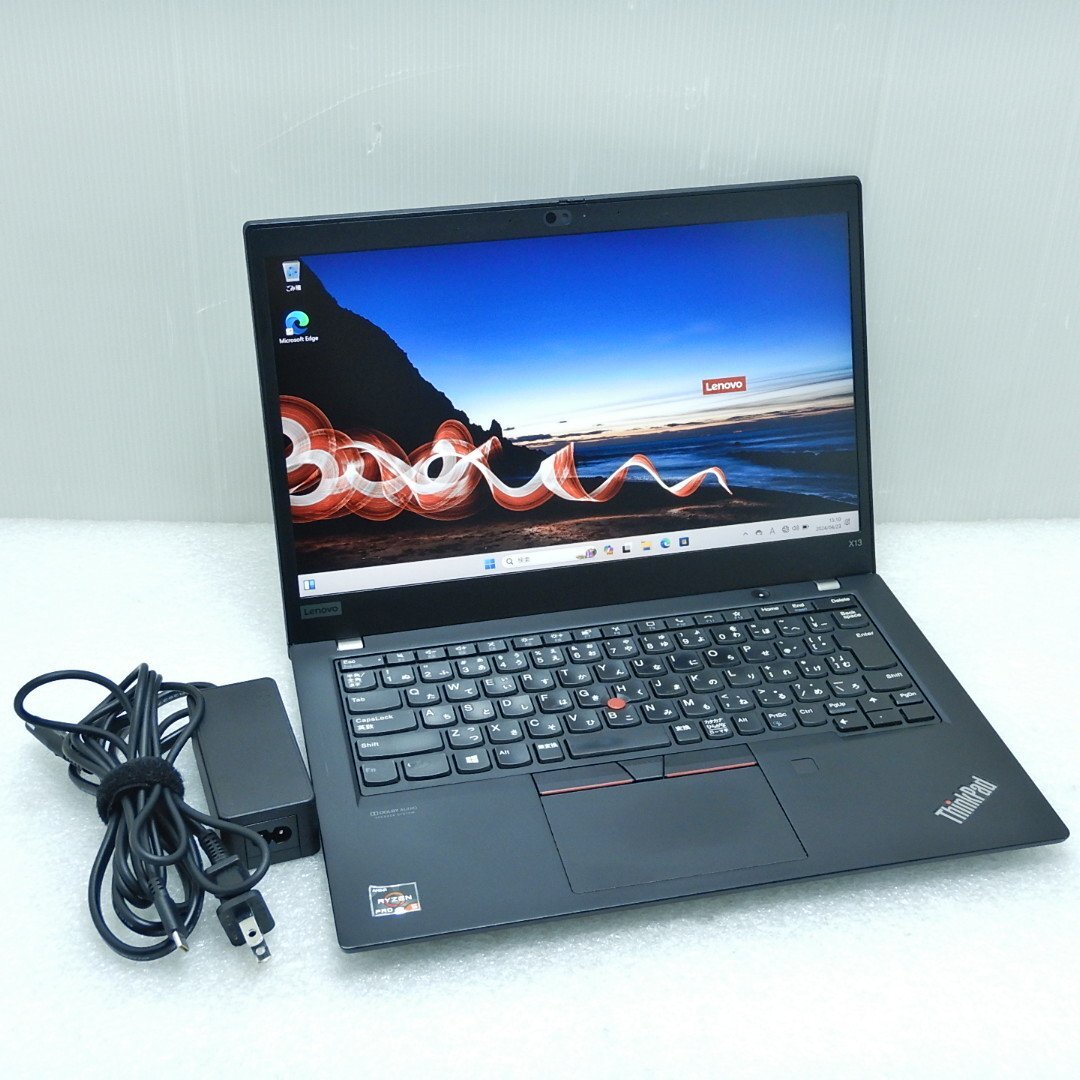 Lenovo ThinkPad X13 Gen 1 Ryzen5 Pro 4650U 16GB SSD256GB 13.3型（1920×1080）Windows11 Pro ノートパソコン 20UGS2GK00【中古】01_画像1