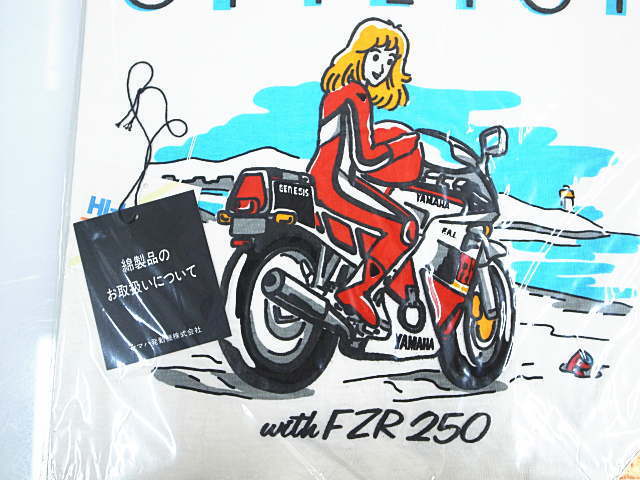 YAMAHA ヤマハオリジナル ホノボノTシャツ 1980年代 当時物 FZR250 女子 Ｌサイズ 未使用品の画像2