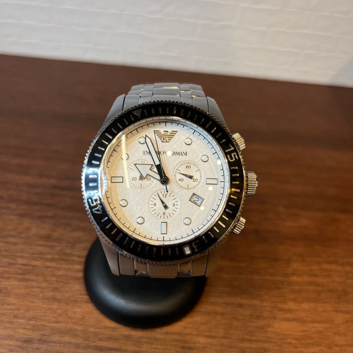 A449/【中古品】EMPORIO ARMANI デイトナ 腕時計 クロノグラフ AR-0586 中古品 稼働品 アルマーニ ファッション メンズ 時計 エンポリオ_画像1