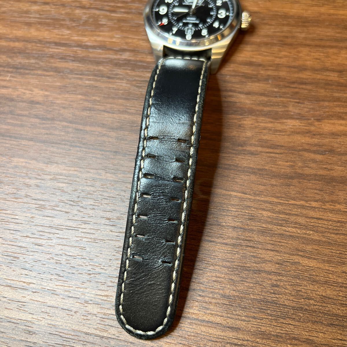 A471/【ジャンク品】HAMILTON クロノグラフ 腕時計 自動巻き ブランド時計 ハミルトン 箱付 黒文字盤 時計 ファッション H705050の画像10