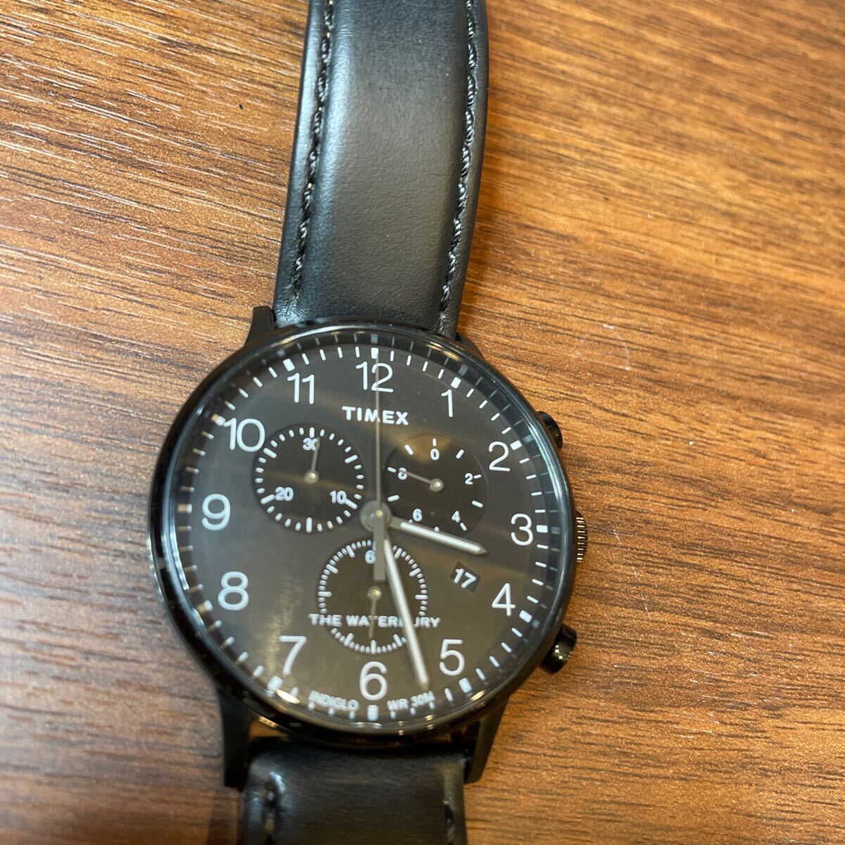 A4/【中古品】TIMEX レザーベルト 腕時計 クオーツ タイメックス 黒文字盤 TW2R71800 CR2016 ファッション 時計 の画像10