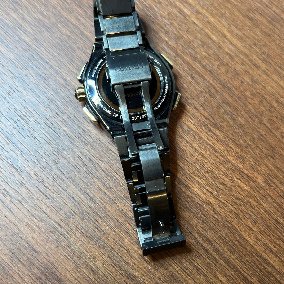 A4177/【中古品】SEIKO クロノグラフ 腕時計 ソーラーセイコー ブライツ 限定800本 ブラック 黒文字盤 ポイントダイヤ 8B92-OAGOの画像3