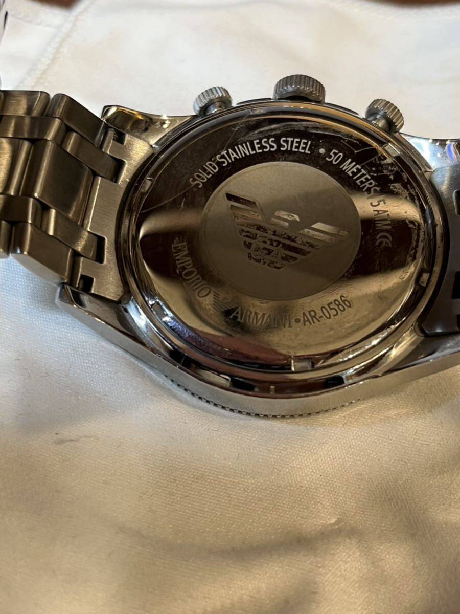 A449/【中古品】EMPORIO ARMANI デイトナ 腕時計 クロノグラフ AR-0586 中古品 稼働品 アルマーニ ファッション メンズ 時計 エンポリオ_画像4