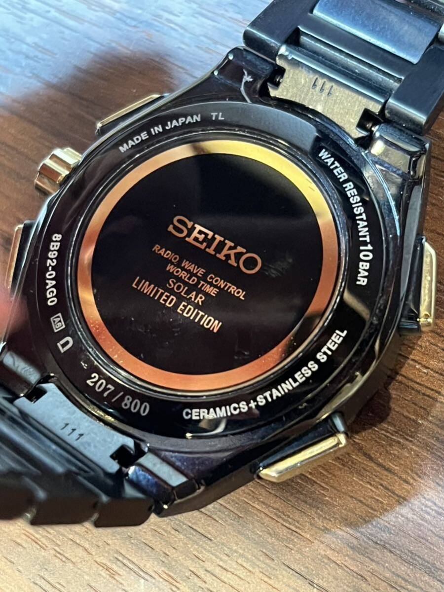 A4177/【中古品】SEIKO クロノグラフ 腕時計 ソーラーセイコー ブライツ 限定800本 ブラック 黒文字盤 ポイントダイヤ 8B92-OAGOの画像6