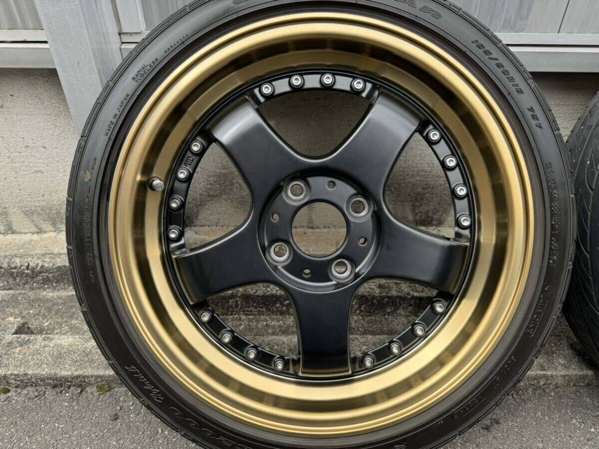 * beautiful goods * deep rim * K35 Stealth racing 16 -inch 4 hole tire wheel set light car 5.5J +43 4ps.@ Tsuraichi custom car stealth