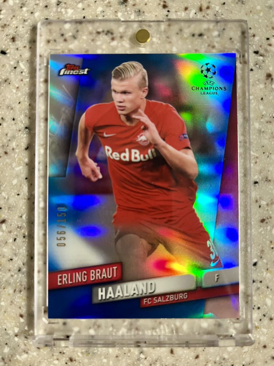 【150枚限定】2019 Topps Finest UCL #91 Erling Haaland Blue Refractor 056/150 Rookie RC アーリング・ハーランド ルーキーカード の画像1