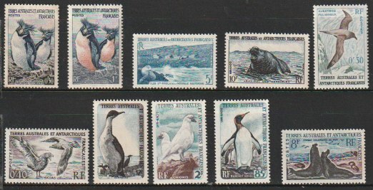 仏領南極 12 1956年～1963年（未使用 記念 ペンギン アザラシ 鳥 小ロット）１０種の画像1