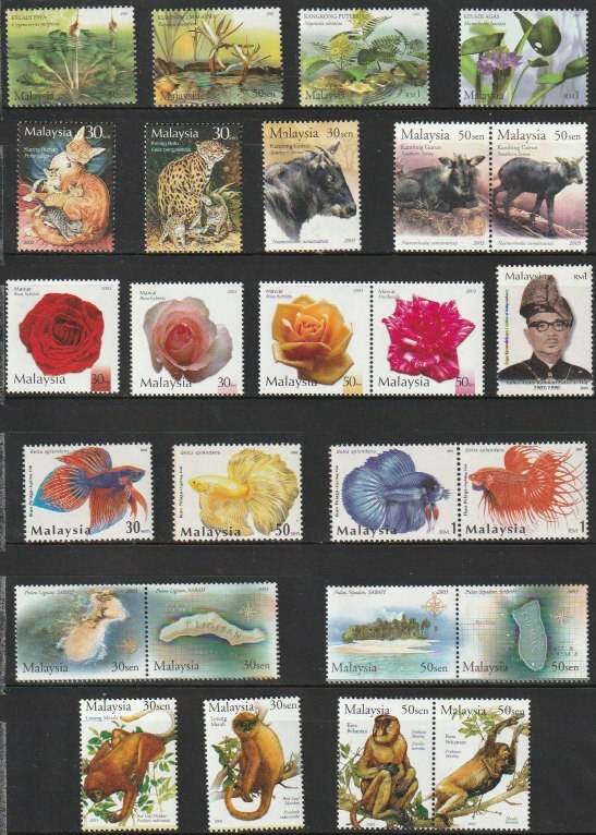  Malaysia 27 2002~2003( unused memory . flower animal map .. other 8 set )26 kind 