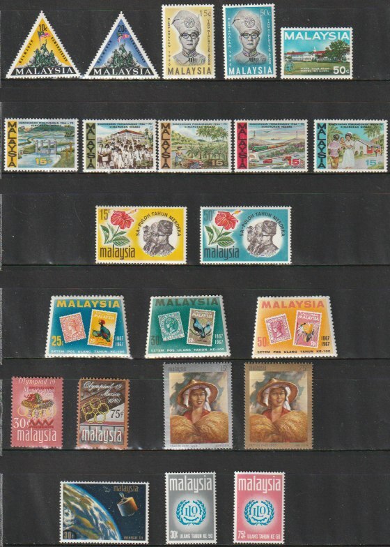 マレーシア１４　1966～1970（未使用記念　人物　風景　切手展他　9セット）22種_画像1