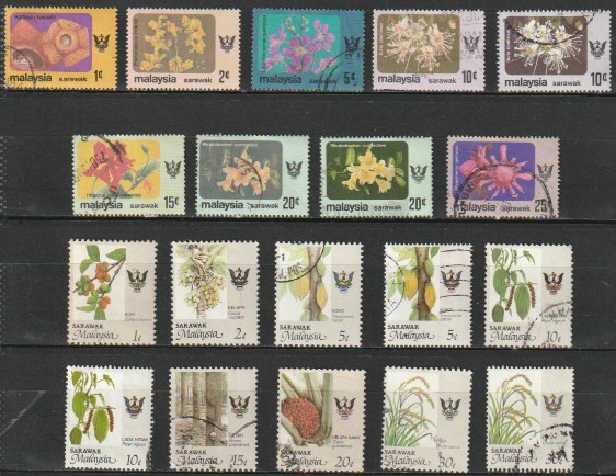マラヤ サラワク１４ 1965年～1994年（ 通常 花 蝶々 ４セット）36種の画像2