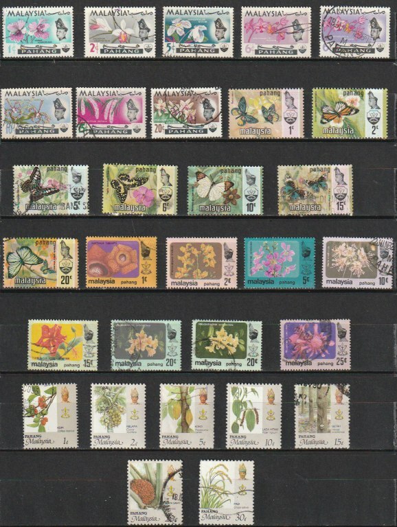 マラヤ パハング８ 1892年～1994年（ 通常記念 元首 花 蝶々 シリーズ 小ロット）61種の画像2