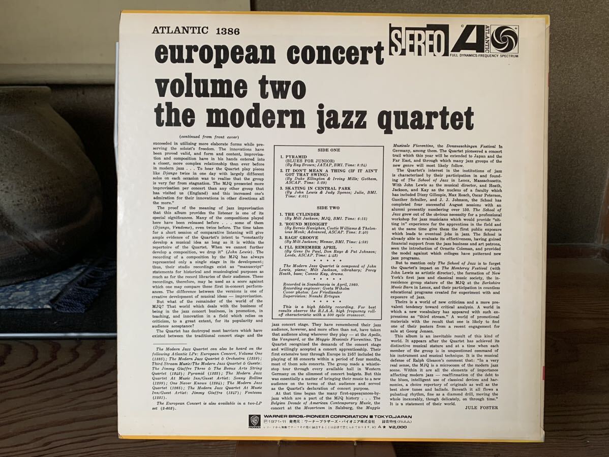 THE MODERN JAZZ QUARTET / EUROPEAN CONCERT VOLUME TWO＊P-6032A＊即決アリの画像2