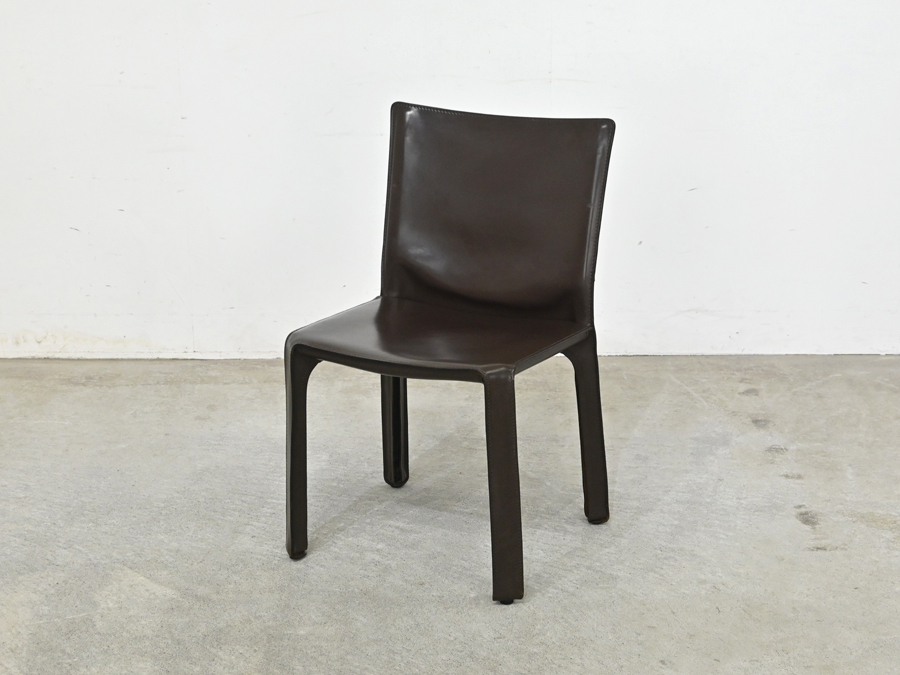 Cassina “412 CAB” タバコ色 本革 アームレスチェア マリオ・ベリーニ 23.9万 e イタリア/カッシーナ キャブ B&B arflex モルティニ