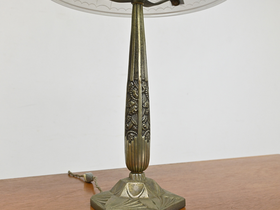 1920年代 フレンチアンティーク アール・デコ様式 ガラス×真鍮 テーブルスタンド/クラシック デュゲ ティファニー ミューラーの画像9