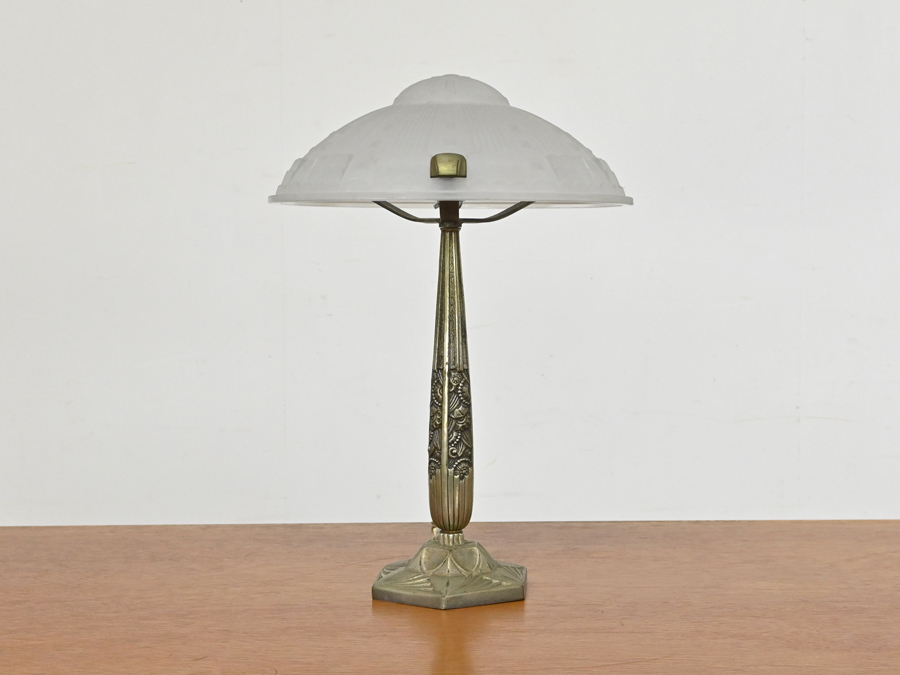 1920年代 フレンチアンティーク アール・デコ様式 ガラス×真鍮 テーブルスタンド/クラシック デュゲ ティファニー ミューラー