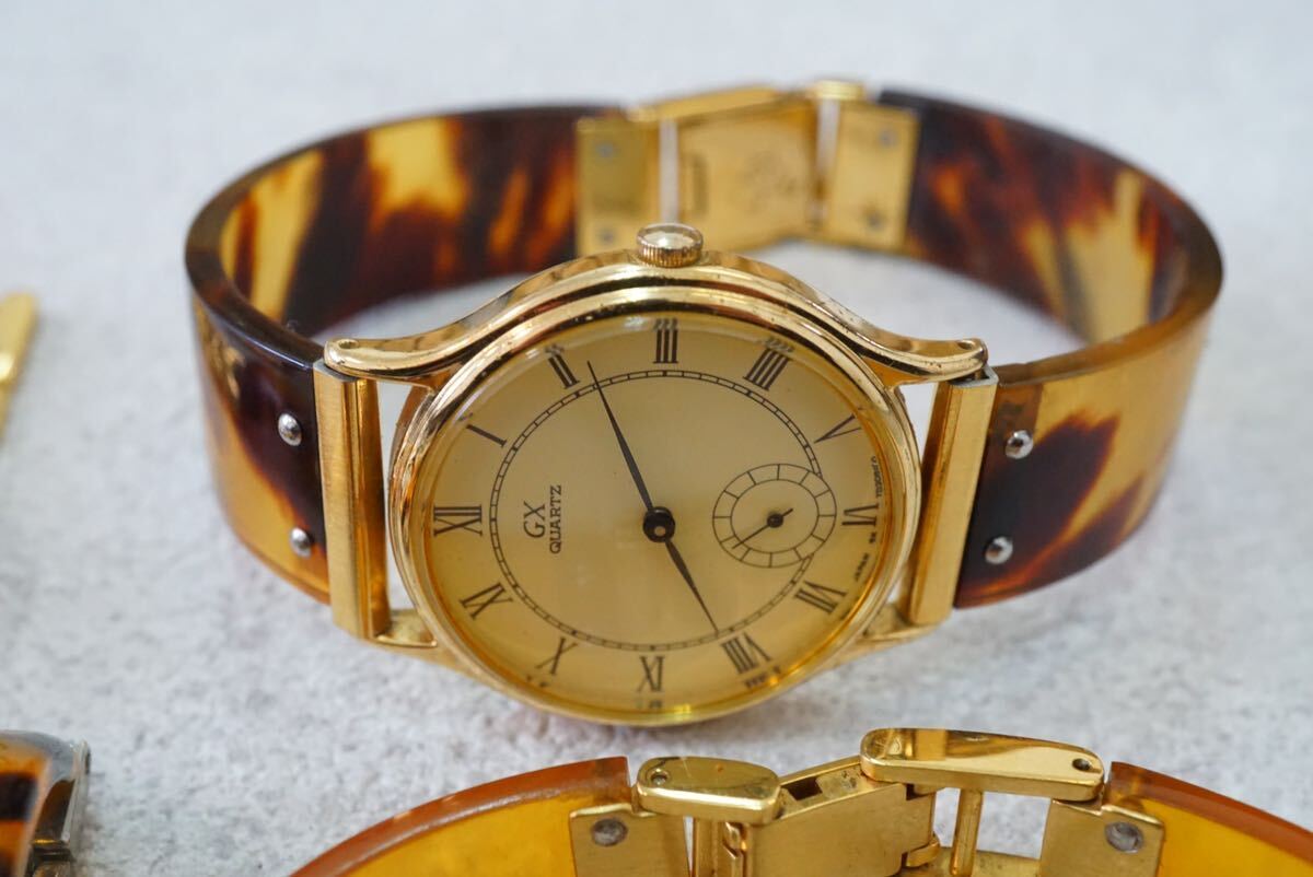 F69 べっ甲系 ゴールドカラー 腕時計 7点セット ヴィンテージ アクセサリー クォーツ 大量 まとめて おまとめ まとめ売り 色々 不動品の画像6