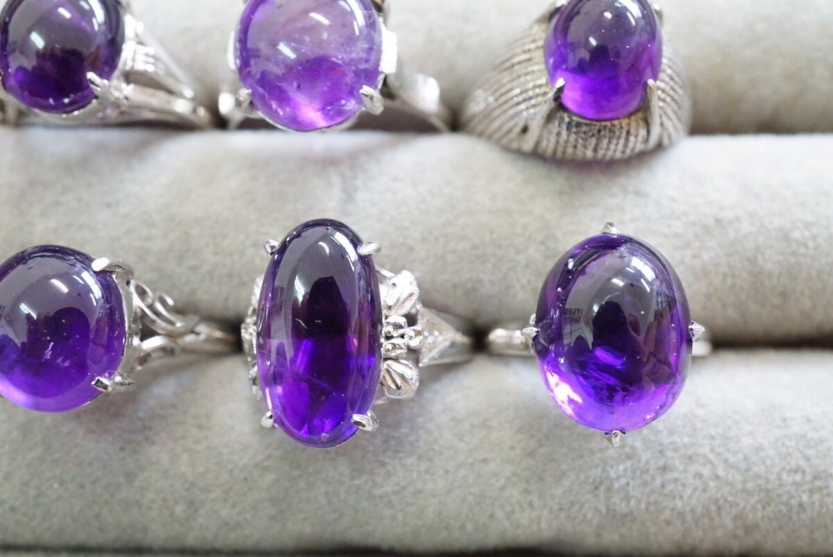 B495 アメジスト リング 指輪 ヴィンテージ アクセサリー カラーストーン 大量 セット まとめて おまとめ まとめ売り 紫水晶_画像5