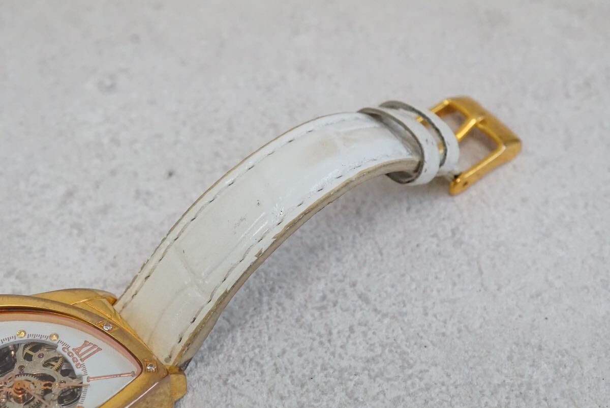 F539 稼動品 COGU/コグ AUTOMATIC/自動巻き スケルトン ダイヤモンド付き レディース 腕時計 ゴールドカラー ブランド アクセサリー の画像6