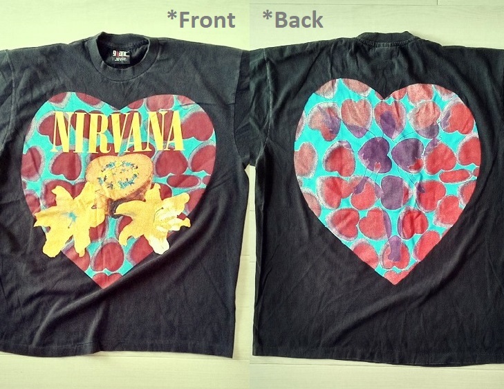 ［ L ］「 NIRVANA Heart Shaped Box ニルヴァーナ kurt cobain カートコバーン バンド ビンテージスタイル プリントTシャツ(*BIO) 」新品の画像1