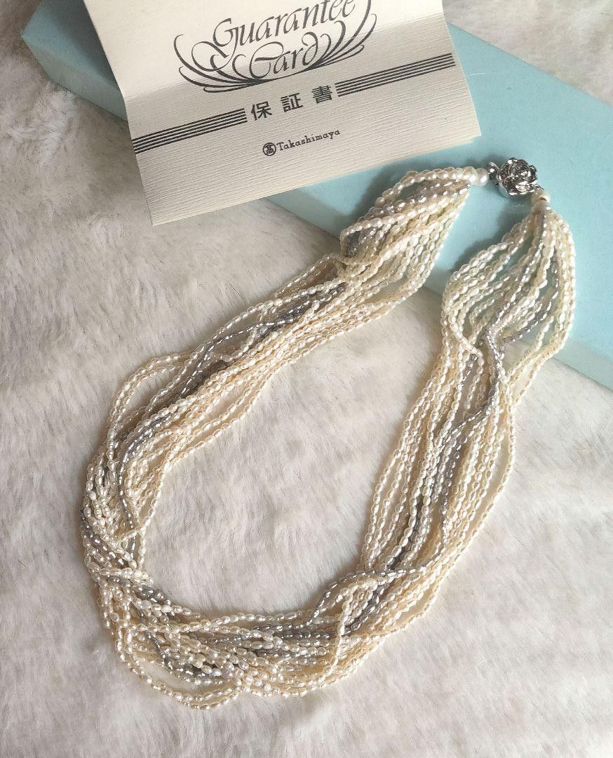 高島屋 16連ネックレス 砂ケシパール あこや 極小 保証書 ケース 高島屋 16連ネックレス 砂ケシパール あこや 極小 保証書 ケース