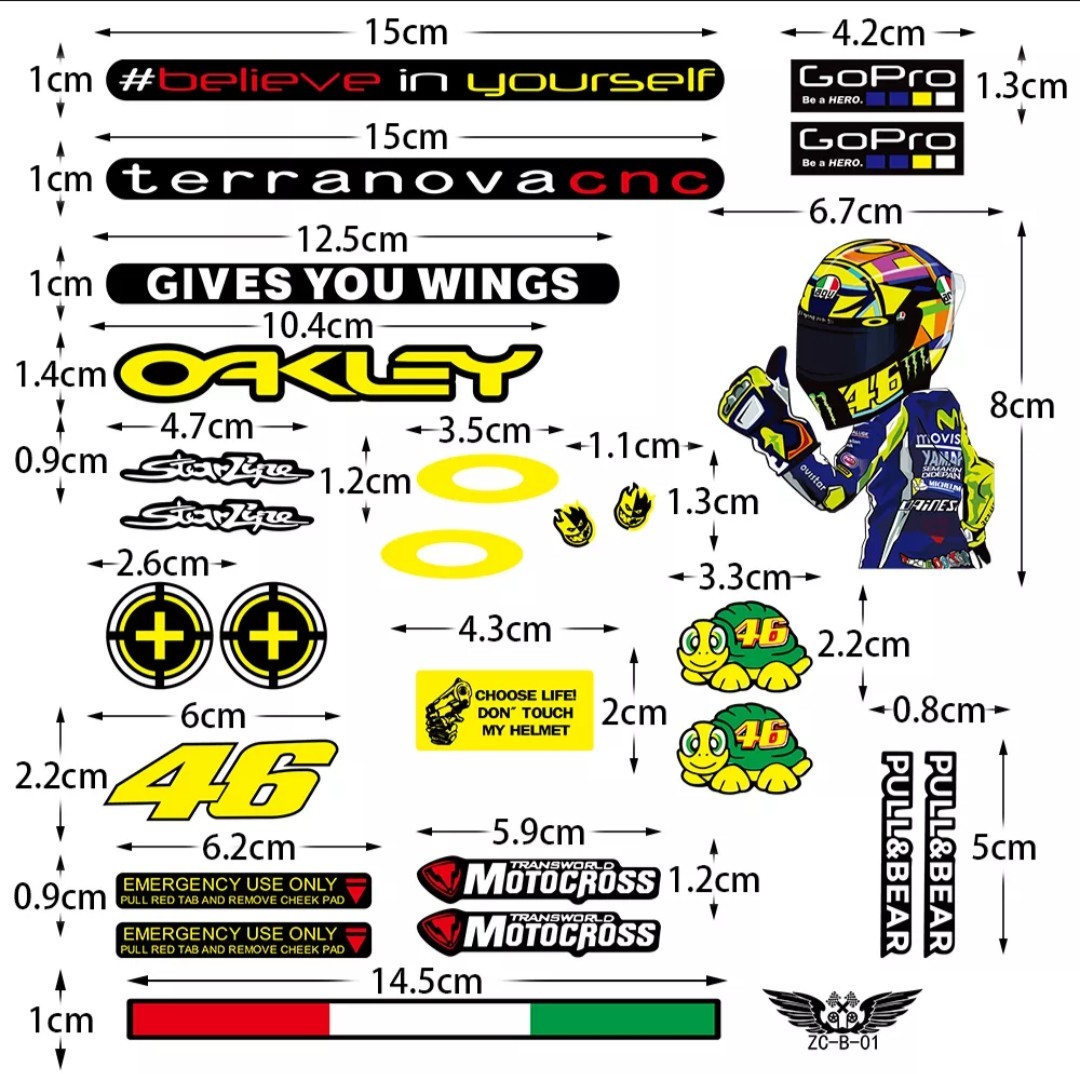 ロッシ 防水 ステッカー ヘルメットステッカー レーシングステッカー  VR46 MOTO MotoGP バイクステッカー デカール。の画像2