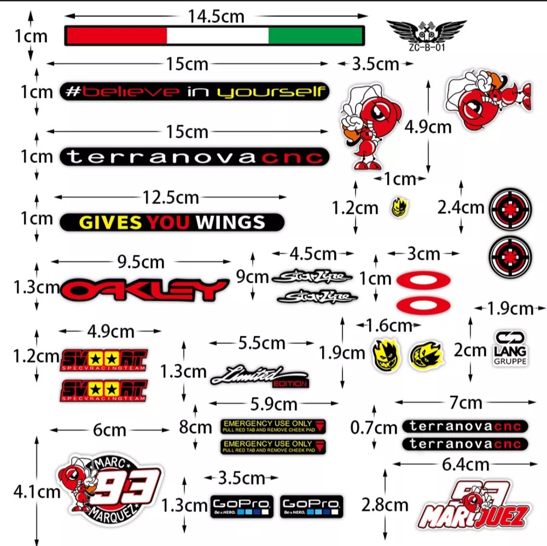 防水　バイクステッカー　ヘルメットステッカー　レーシングステッカー　 MotoGP　マルク・マルケス　93 デカール デカール_画像2
