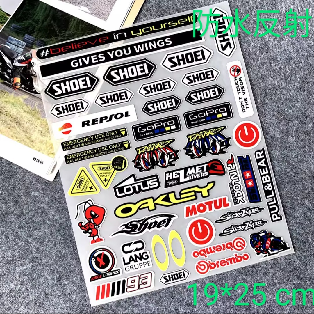 防水反射 ステッカー バイクステッカー  ショエイ ヘルメットステッカー / デカール Shoei OAKLEY MotoGP マルク・マルケス #93の画像1