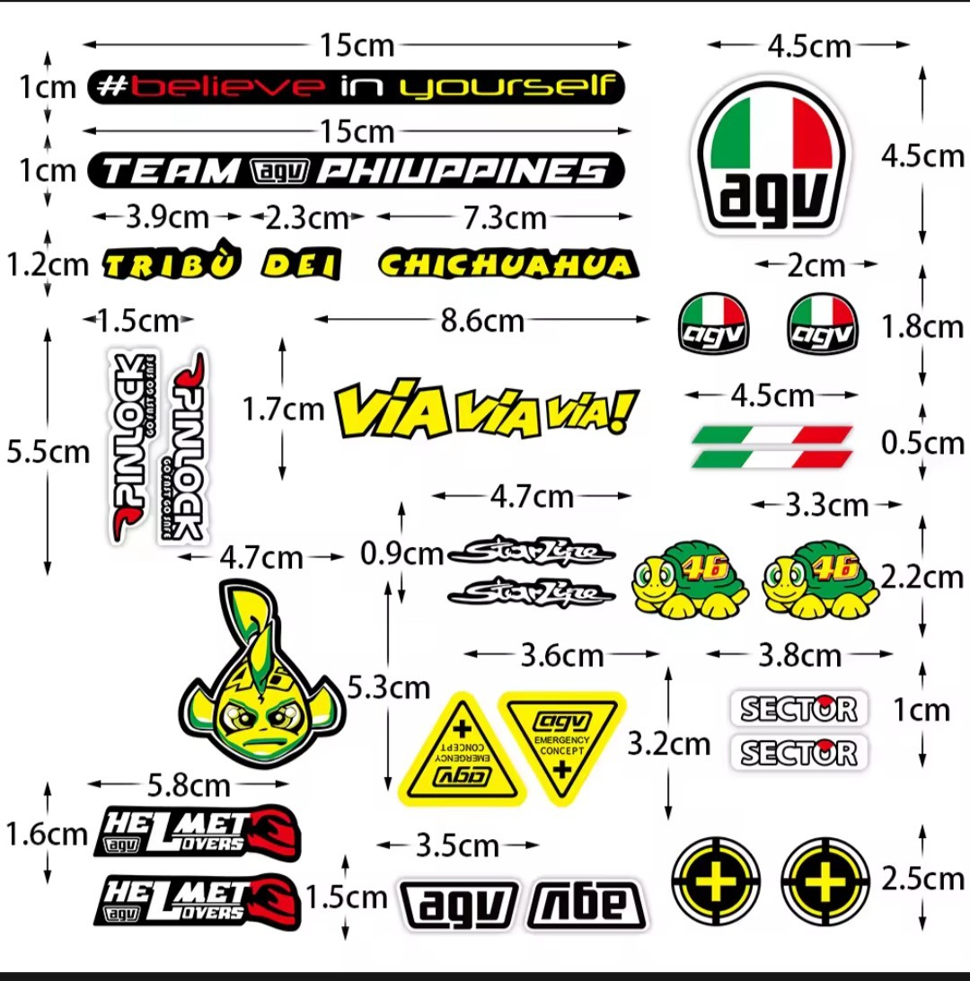 防水反射　ロッシ　ステッカー　ヘルメットステッカー　レーシングステッカー　　VR46 　MotoGP　バイクステッカー　デカール　AGV_画像4