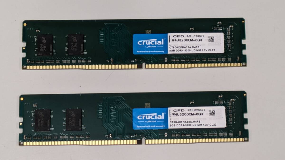 Crucial デスクトップ用メモリー　DDR-4 3200 16G　(8Gx2枚組)_画像1