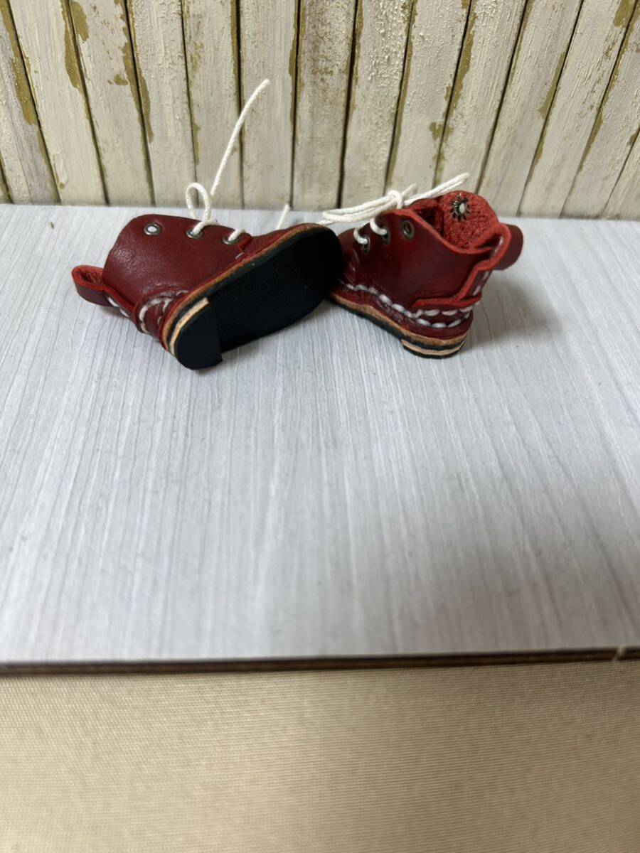 ハンドメイド 革靴 ブーツ ミニチュア 栃木レザー使用 (ピュアニーモS ブライス　サイズ) 赤色　紐靴　ブーツ　ブライス