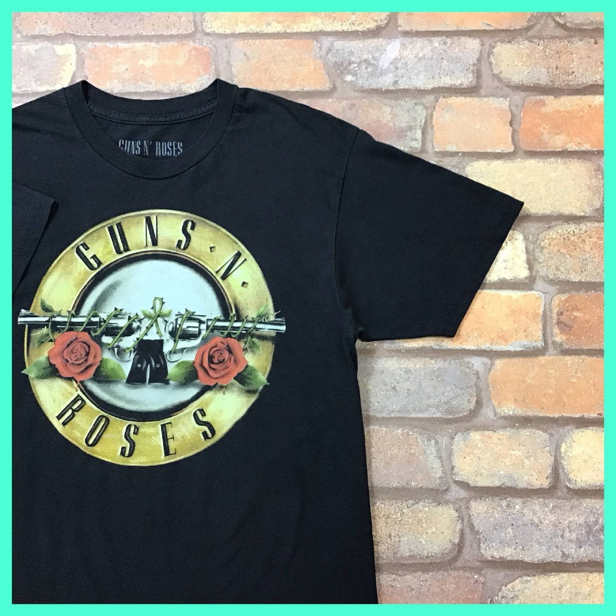 ME12-033★USA直輸入★美品★【GUNS N' ROSES】 オフィシャル バレットロゴ Tシャツ【メンズ M】ブラック バンドT ロックT サークルロゴの画像6